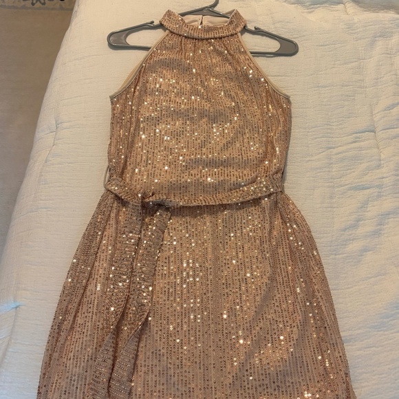 SHEIN SEQUIN PARTY COCKTAIL DRESS GOLD SIZE SMALL - Picture 1 of 6